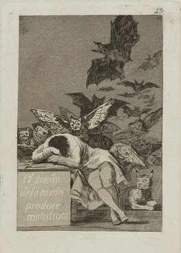 The Sleep of Reason Produces Monsters (El Sueno de la Razon Produce Monstruos), plate 43; from the...