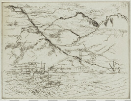 River Landscape with Mountains in Distance