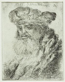 Copy of Rembrandt's Etching of a Bearded Man Wearing a Velvet Cap with a Jewel Clasp (H.150)