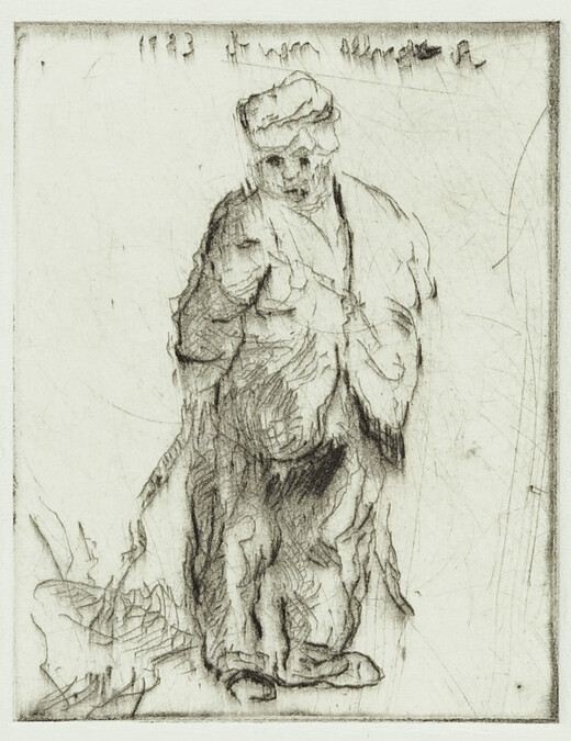 Copy of Rembrandt's Etching of Ragged Peasant with his Hands Behind Him, Holding a Stick (H.16)