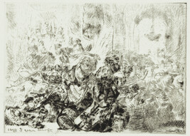 Copy of Rembrandt's Etching of Ragged Peasant with his Hands Behind Him, Holding a Stick (H.16)