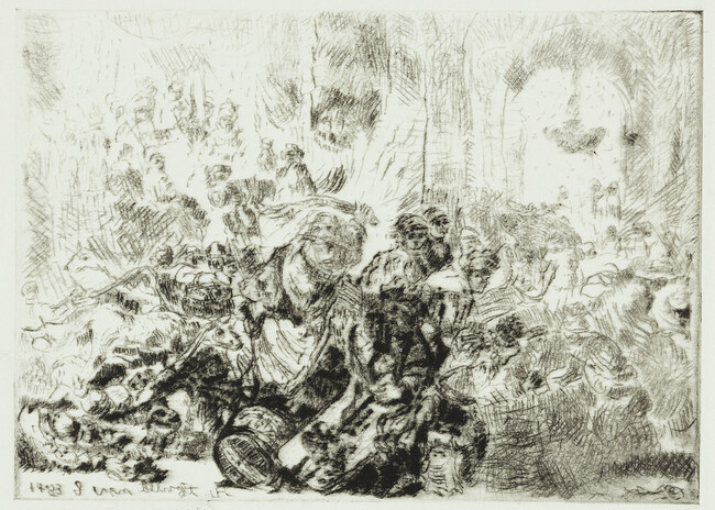 Copy of Rembrandt's Etching of Ragged Peasant with his Hands Behind Him, Holding a Stick (H.16)