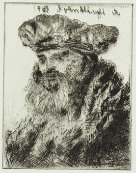 Copy of Rembrandt's Etching of a Bearded Man Wearing a Velvet Cap with a Jewel Clasp (H.150)