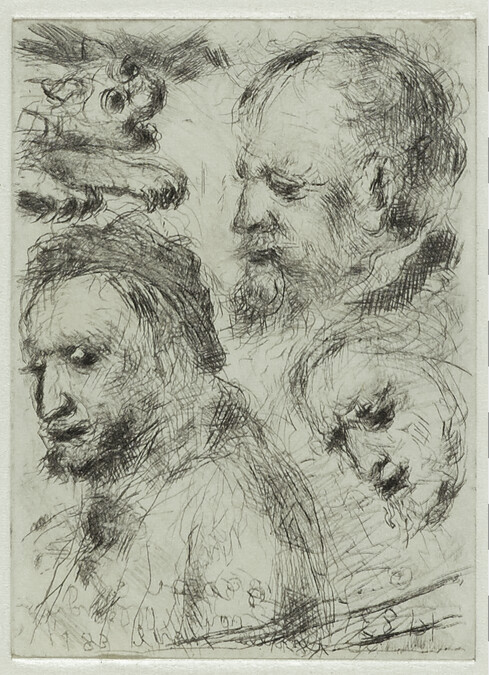 Copy of Rembrandt's Etching of Three Studies of Old Men's Heads (H.25)