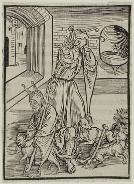 Of Bacbyters of Good Men (Two Fools with Dogs and Cats), from Sebastian Brant's The Ship of Fools