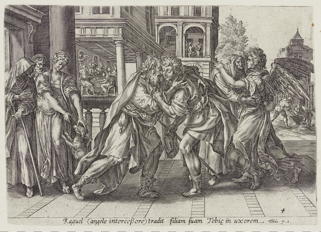 Tobias and the Angel Arriving at Raguel's House, from The Story of Tobias