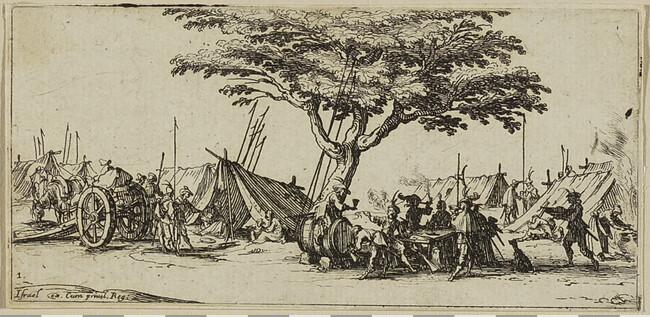 Le Campement (The Encampment), Plate 1 from the series Les Petites Misères de la Guerre (The Small Miseries of War)