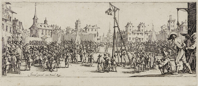 L'Estrapade (The Strappado), Plate 10 from the series Les Grandes Misères et malheurs de la guerre (The Great Miseries and Misfortunes of War)