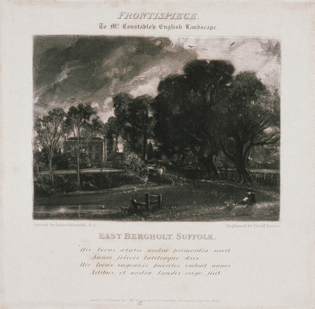 Frontispiece: The Artist's Home at East Bergholt, Suffolk; from English Landscape Scenery, portfolio No. 1