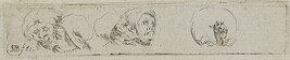 Four Caricatures and Two Figures in a Landscape, from Second recueil de divers griffounnements et...