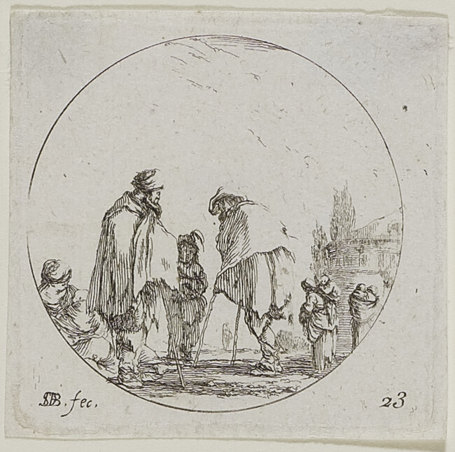 Study of a Beggar on Crutches and a Man in  a Turban, Plate 23 from Diverse figures et Girffonnements (Diverse figures and sketches)