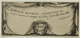 Frontispiece from Desseins de quelques condiutes de troupes canons et attaques de ville faictes par de...