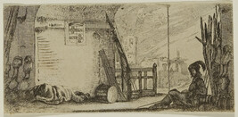 Soldiers Resting in a Archway, from Desseins de quelque conduites de troupes canons et attaques de ville...