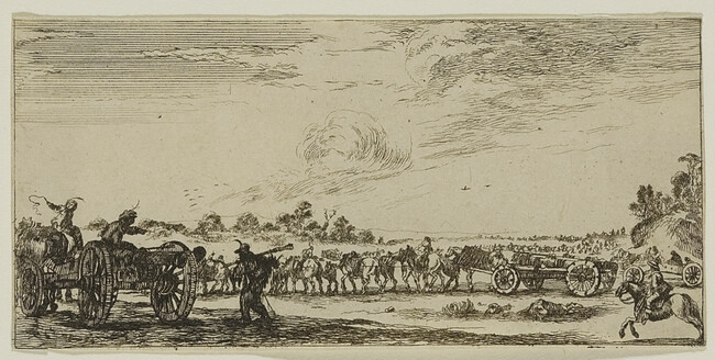 Troop Caravan with Cannon, from Desseins de quelques conduites de troupes canons et attaques de ville faictes par de la Bella