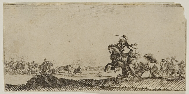 Two cavaliers in combat, from Desseins de quelques conduites de troupes canons et attaques de ville faictes par de la Bella