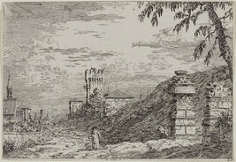 Paesaggio con torre e pilastri in rovina (Landscape with Tower and Two Ruined Pillars), from the series...