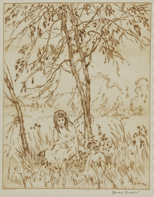 Untitled ; Two Children Seated Under a Tree