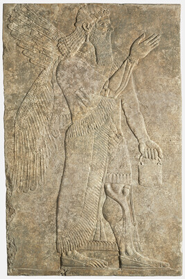 Winged Apkallu with Pail:  Assyrian Relief from the Northwest Palace of Ashurnasirpal II at Nimrud, Room...
