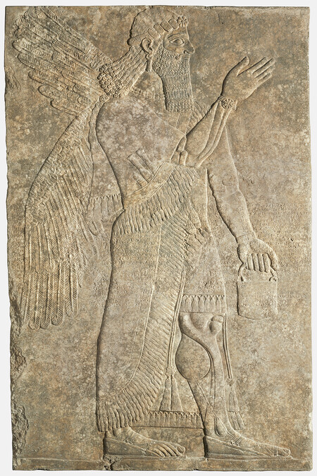 Winged Apkallu with Pail:  Assyrian Relief from the Northwest Palace of Ashurnasirpal II at Nimrud, Room H