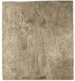 Apkallu Anointing a Sacred Tree:  Assyrian Relief from the Northwest Palace of Ashurnasirpal II at...