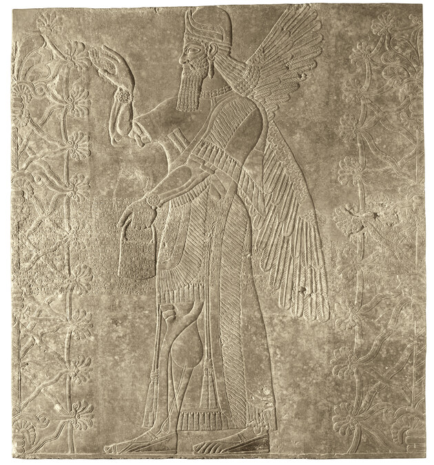 Apkallu Anointing a Sacred Tree:  Assyrian Relief from the Northwest Palace of Ashurnasirpal II at Nimrud, Room L