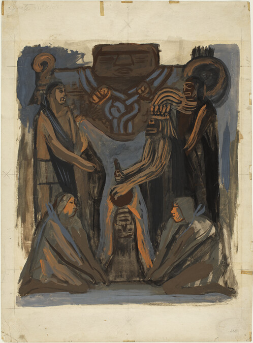 Study for Ancient Human Sacrifice (Panel 3) for The Epic of American Civilization