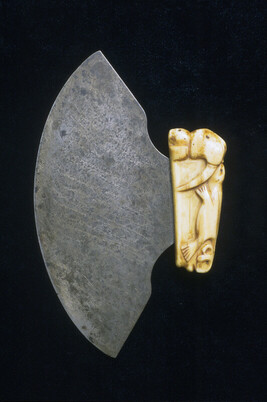 Ulu with a Carved Ivory Handle depicitng a Bear, Walrus and Two Seals