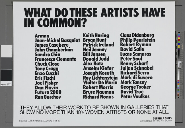 Alternate image #1 of What do these Artists have in Common?, from the portfolio Guerrilla Girls' Most Wanted: 1985-2006