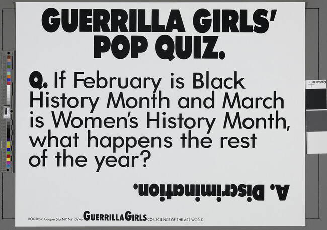 Alternate image #1 of Guerrilla Girls' Pop Quiz, from the portfolio Guerrilla Girls' Most Wanted: 1985-2006