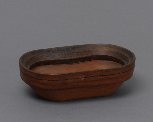 Oval Shaped Bentwood Bowl with Floral Vegetal Design