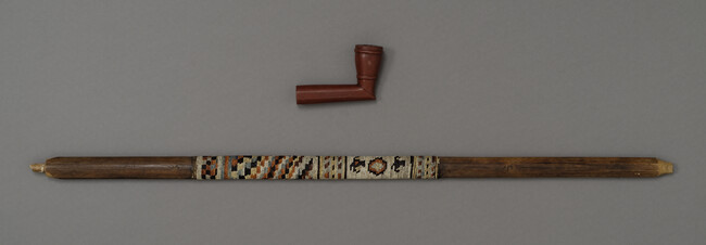 Alternate image #1 of [Restricted Object] Canupa (Pipe) and Long Wooden Stem wrapped in Quills