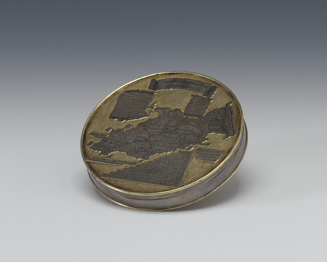 Alternate image #1 of Gilt Snuff Box with Map of Velikii Ustiug, a Northern City in the Vologda Province