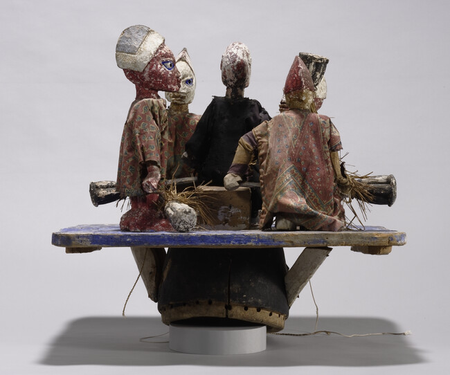 Alternate image #5 of Gelede Mask Representing Osanyin, The Orisha of Herbal Medicines, Surrounded by Four Disciples
