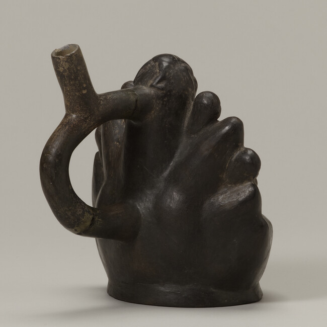 Alternate image #1 of Stirrup-spout Vessel depicting a Sacrifical Scene (possibly a Forgery)