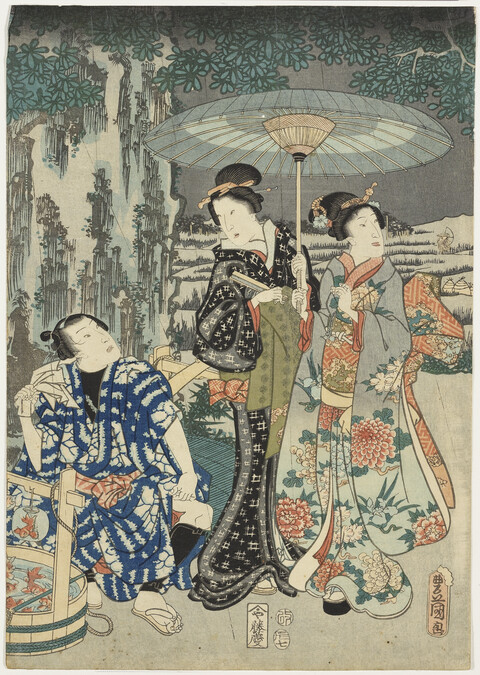 Alternate image #2 of Twelve Months of Genji (Genji jūnikagetsu no uchi): Sixth Month (Minazuki) (Triptych)