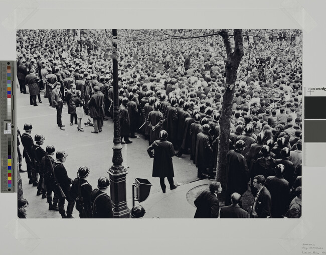Alternate image #1 of Line of police holding back crowd near the Place de la Sorbonne, May 9, 1968