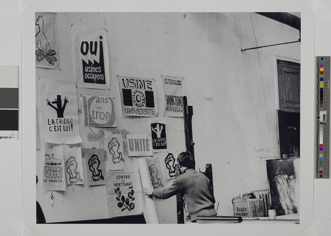 Alternate image #1 of Posters in classroom at an atelier at the École des Beaux-Arts, May 1968