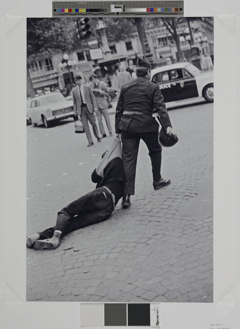 Alternate image #1 of Arrested protestor at the demonstration of artists, writers, and students, Place du Palais Royal, July 16, 1968