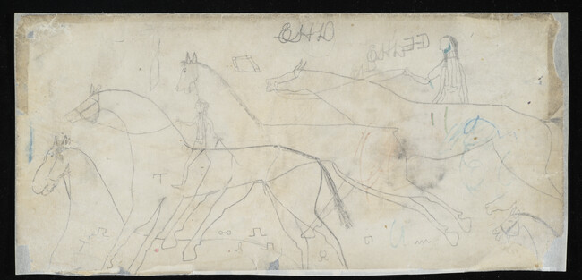 Alternate image #2 of Untitled (Sketch of Warriors and Horses), from the 