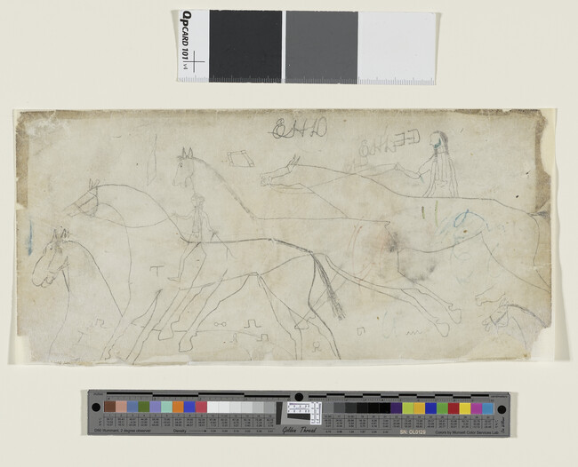 Alternate image #1 of Untitled (Sketch of Warriors and Horses), from the 