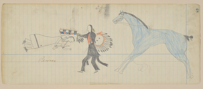 Alternate image #2 of Untitled (Inunaina (Arapaho) Warrior Counts Coup on an Enemy, possibly a Chaticks Si Chaticks (Pawnee) Warrior), page number 48, from the 