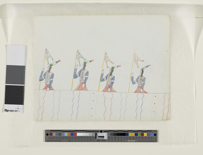 Alternate image #1 of Untitled (Kiowa Warriors in Procession), from an Ohettoint sketchbook