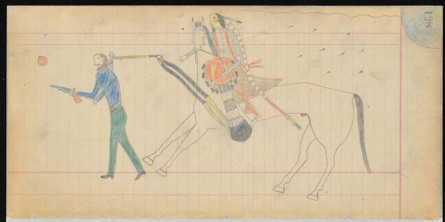 Alternate image #2 of Untitled (An Inunaina (Arapaho) Warrior Counts Coup on a Non-Native Enemy), page number 128, from the 