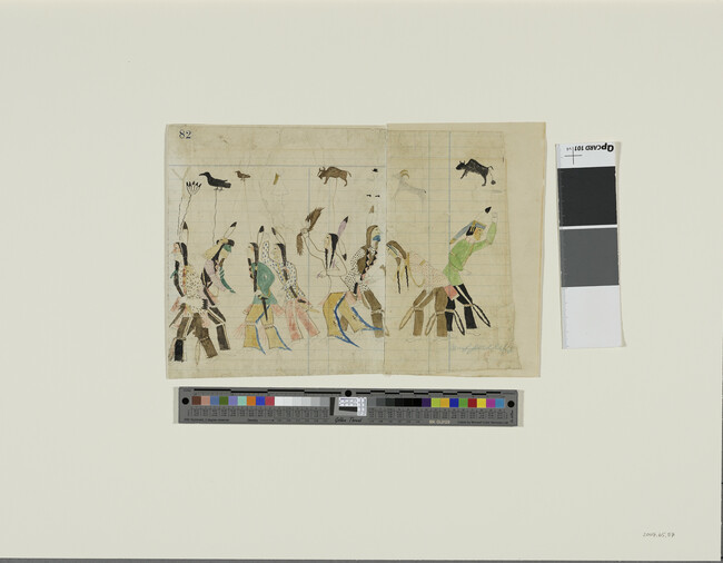 Alternate image #1 of Untitled (Joined Ledger Pages: Social Dancers, including part of page number 82), from an unidentified ledger