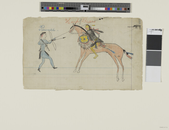 Alternate image #1 of Untitled (A Warrior Counts Coup on a Chaticks Si Chaticks (Pawnee) Warrior), page number 110, from the 