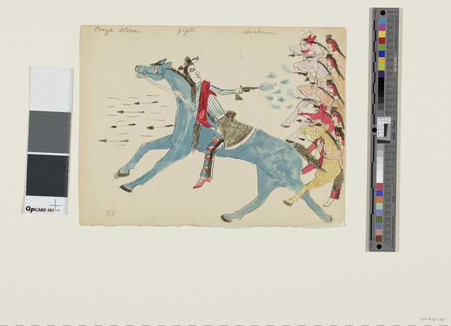Alternate image #1 of Untitled (Crazy Horse Fighting the Apsaalooke (Crow)), page number 37, from a Short Bull notebook