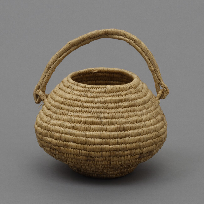 Coiled Basket with Ffiber Handle