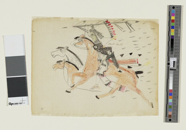 Alternate image #1 of Untitled (Short Bull Raiding Two Horses), page number 4, from a Short Bull notebook