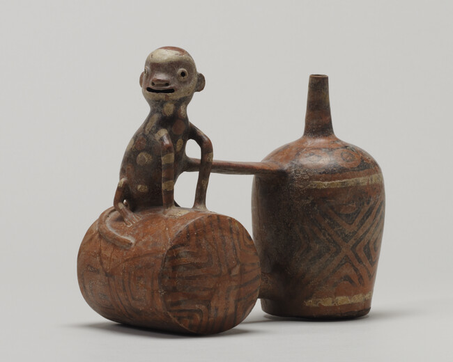 Alternate image #2 of Double-chambered bridge-and-spout Vessel with Monkey Figure