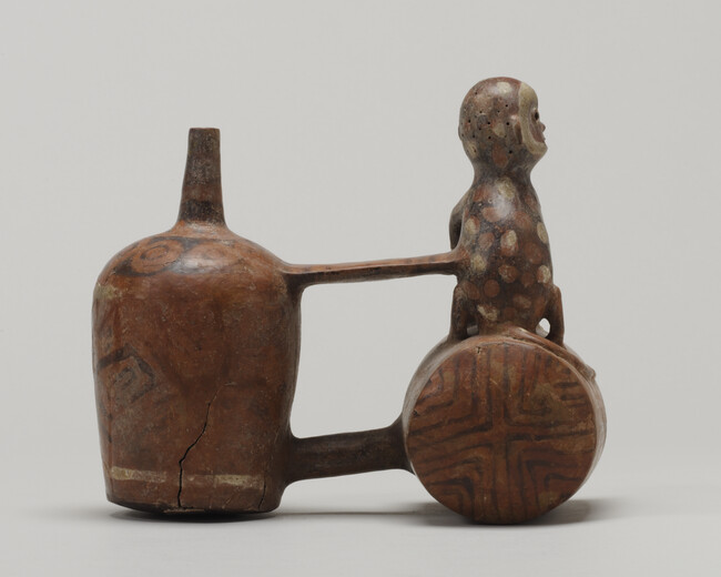 Alternate image #1 of Double-chambered bridge-and-spout Vessel with Monkey Figure